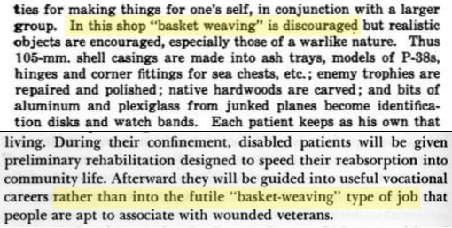 Naval Medical Bulletin: In this shop "basket weaving" is discouraged